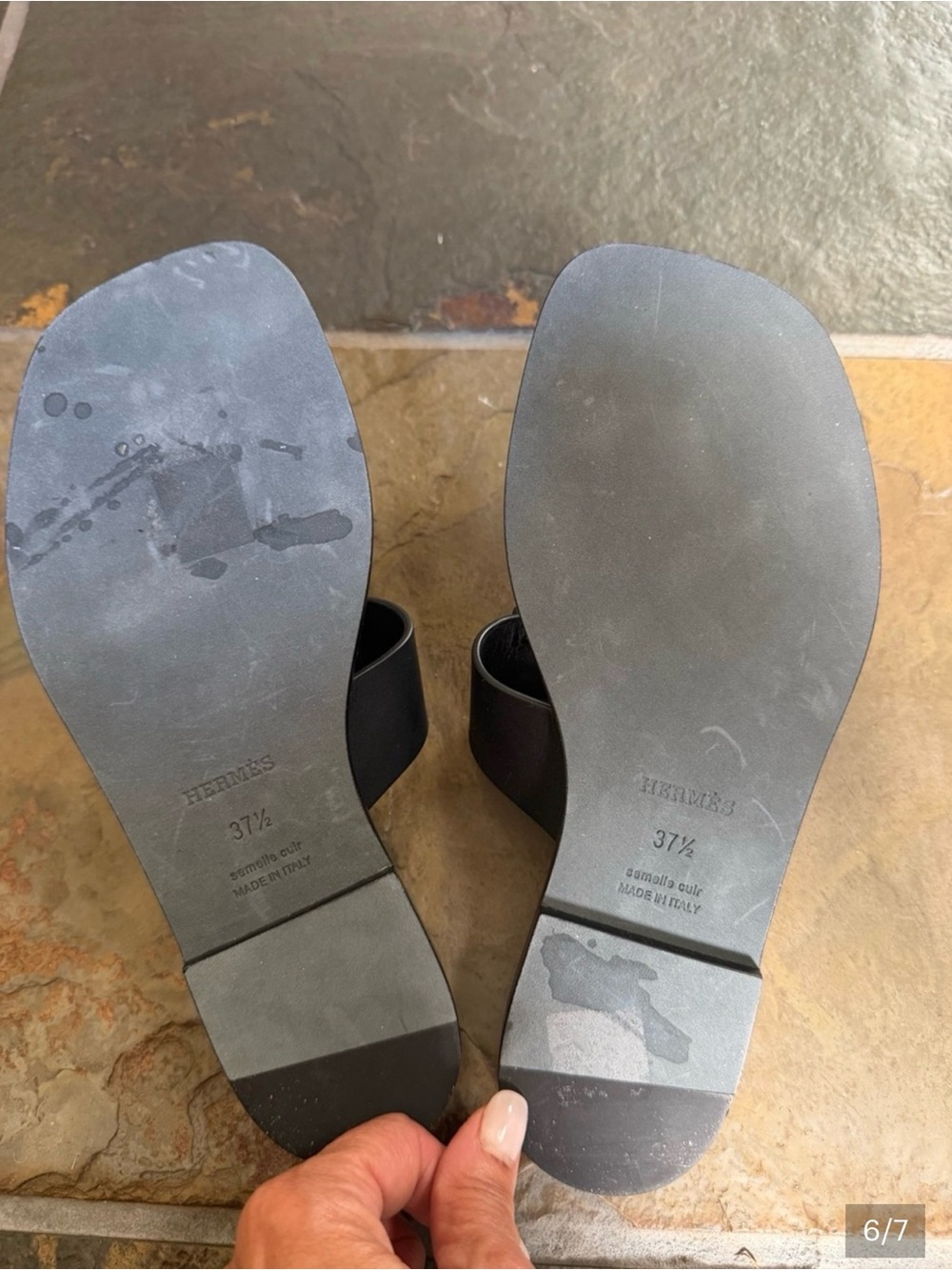 Hermes July Sandal - Black, Size 37.5/7.5 - Picture 6 of 6